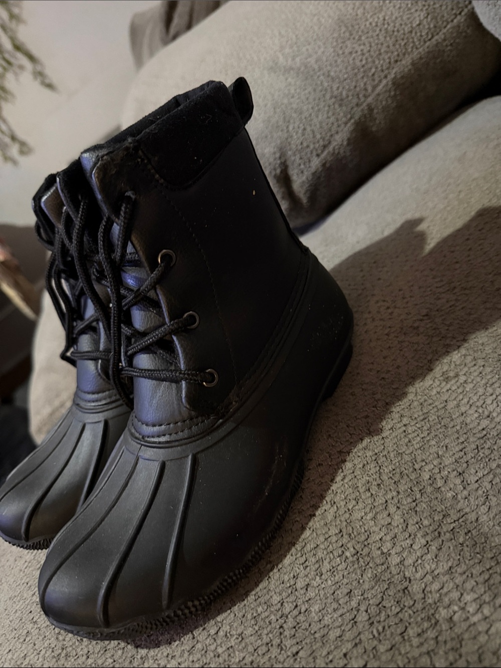 American Exchange Black Kids Lace-Up Duck Boots